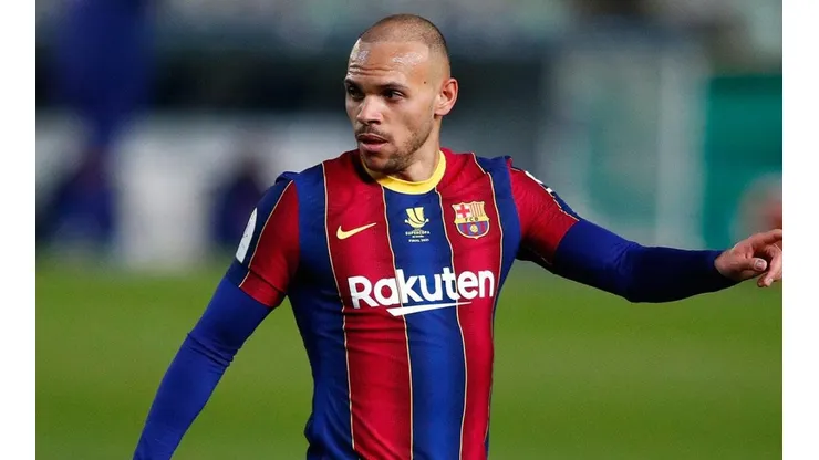 Martin Braithwaite en acción con el Barcelona.