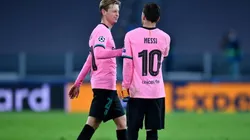 Frenkie De Jong y Lionel Messi durante un encuentro con Barcelona.
