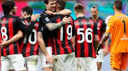 Festejo de gol del Milan en la temporada 20/21.