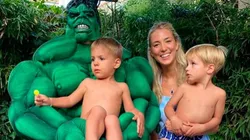 El futbolista con sus hijos en su cumpleaños.