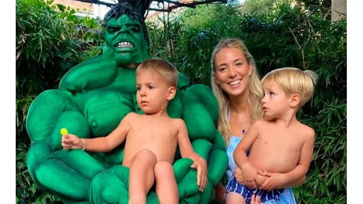 El futbolista con sus hijos en su cumpleaños.