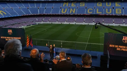 Estadio Camp Nou durante un acto de Joan Laporta.