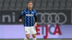 Christian Eriksen durante un encuentro con Inter de Milan.