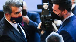Joan Laporta y Lionel Messi en un acto del Barcelona.