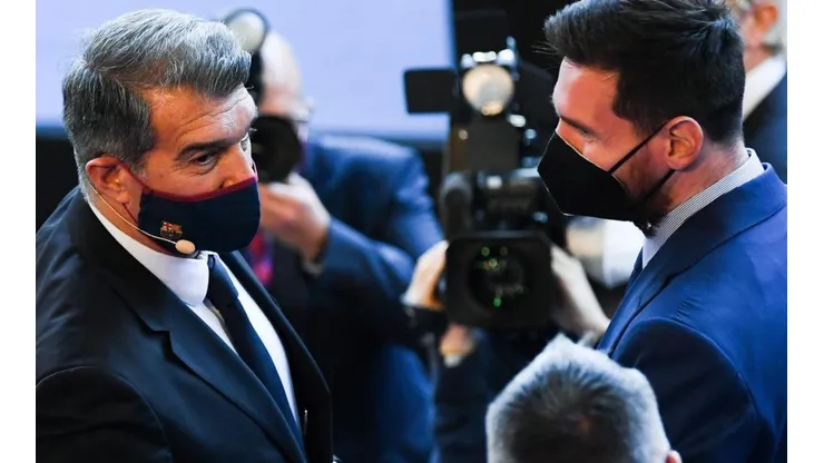 Joan Laporta y Lionel Messi en un acto del Barcelona.