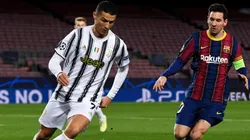 Cristiano Ronaldo y Lionel Messi durante un Barcelona vs. Juventus por la Champions League.
