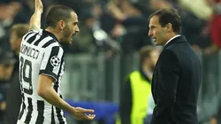 Bonucci y Allegri en Juventus.