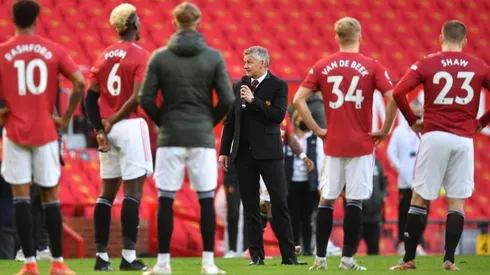 Jugadores de Manchester United durante un encuentro de la Premier League.