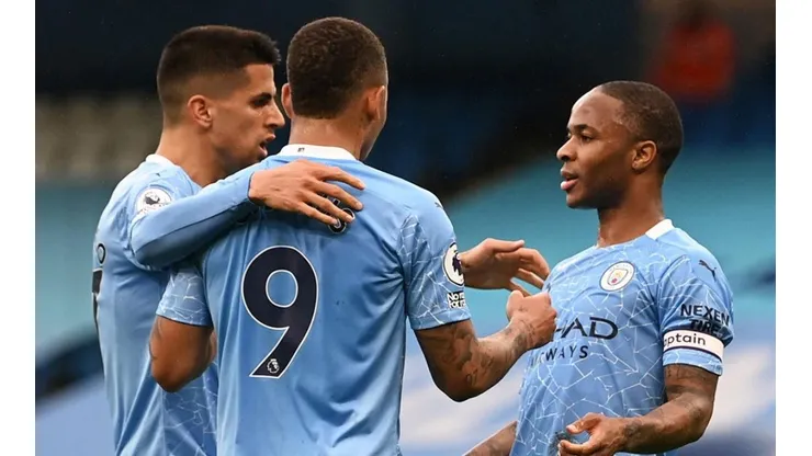Festejo de los jugadores del Manchester City.