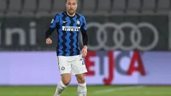 Christian Eriksen durante un encuentro con Inter de Milan.