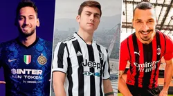 Camisetas de los tres grandes de Italia.