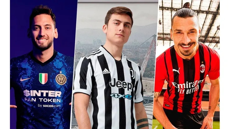 Camisetas de los tres grandes de Italia.