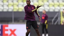 Paul Pogba durante un calentamiento con Manchester United.