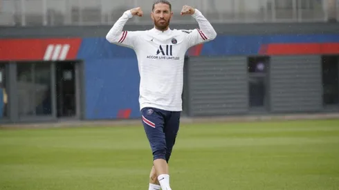 Sergio Ramos durante un entrenamiento con PSG.