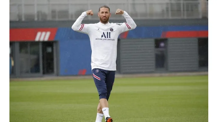 Sergio Ramos durante un entrenamiento con PSG.