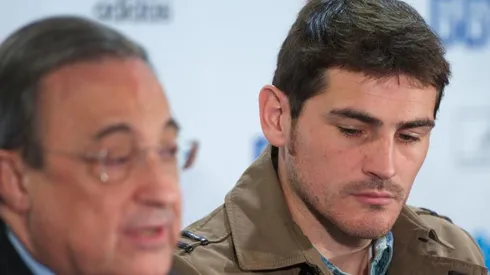 Florentino Pérez e Iker Casillas en una de prensa en Real Madrid.
