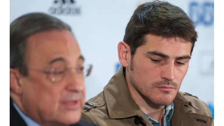 Florentino Pérez e Iker Casillas en una de prensa en Real Madrid.