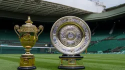 Los trofeos de Wimbledon, el cual un hombre y una mujer levantarán en su respectivo certamen (Foto: Getty Images).