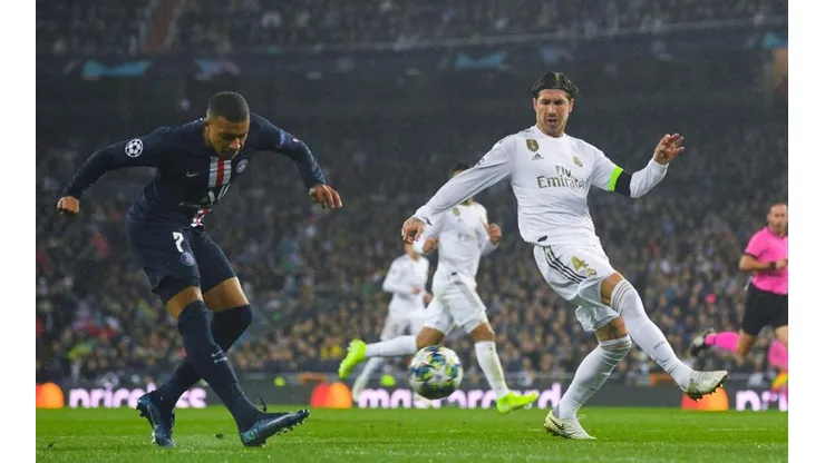 Kylian Mbappé y Sergio Ramos en un Real Madrid vs. PSG por la Champions.