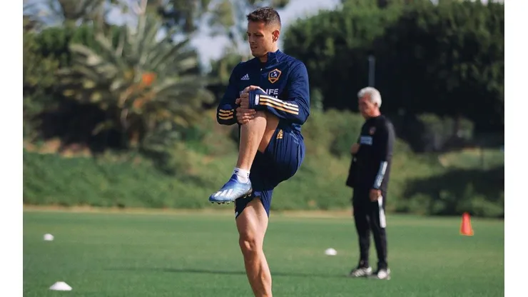 Entrenamiento de Chicharito Hernández con Los Ángeles Galaxy.