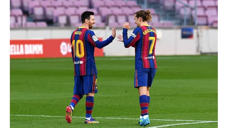 Lionel Messi y Antoine Griezmann durante un encuentro con Barcelona.