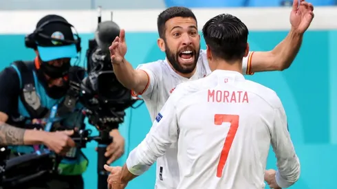 Jordi Alba festeja el gol ante Suiza por los cuartos de la Eurocopa