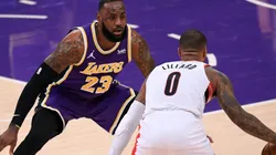 LeBron James y Damian Lillard en Lakers vs. Blazers