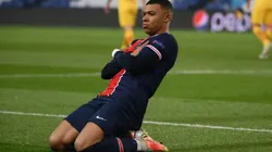 Festejo de gol de Kylian Mbapé en Champions League.