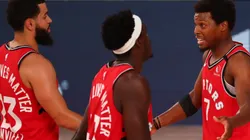 Fred VanVleet, Pascal Siakam y Kyle Lowry