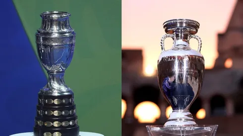 Trofeos de la Copa América y la Eurocopa.