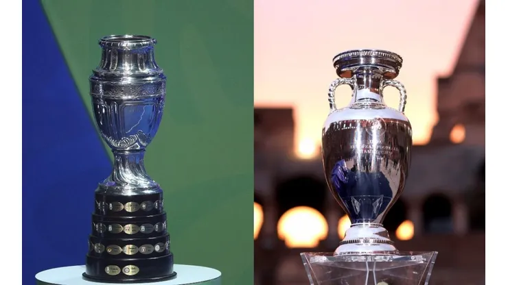 Trofeos de la Copa América y la Eurocopa.