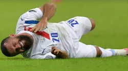 Momento de la lesión de Antonio Bareriro con Paraguay.