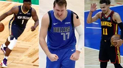 Zion Williamson, Luka Doncic y Trae Young
