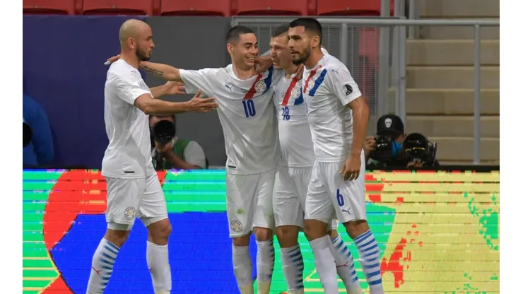 El festejo de los jugadores paraguayos.