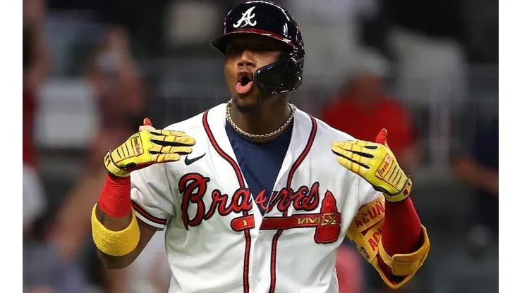 Ronald Acuña Jr. quedó fuera para el partido ante los Mets (Getty Images)