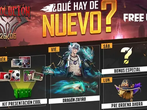 Agenda semanal de Free Fire: nuevo aspecto Dragón Zafiro y evento Revolución