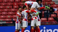 El festejo alocado de los jugadores de Croacia.