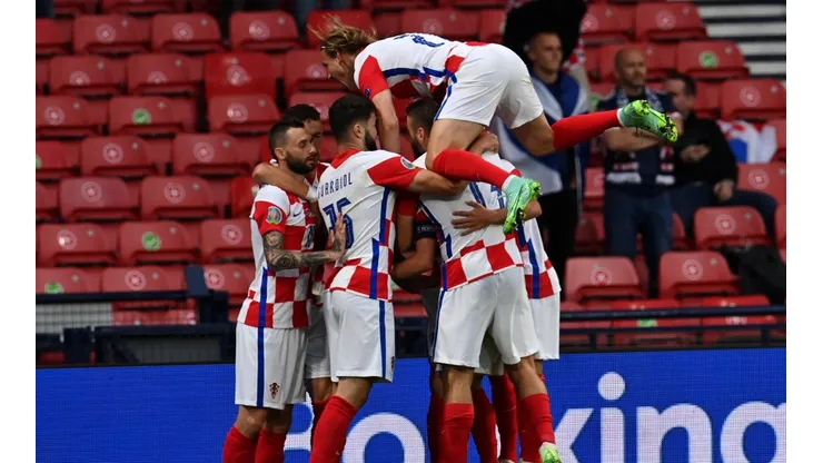 El festejo alocado de los jugadores de Croacia.