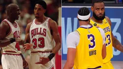 Michael Jordan, Scottie Pippen, Anthony Davis y LeBron James