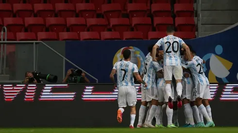 El festejo de los jugadores argentinos en Brasilia.