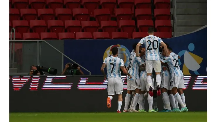 El festejo de los jugadores argentinos en Brasilia.