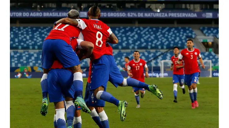 El festejo de los jugadores chilenos.