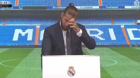 Sergio Ramos, emocionado en su despedida del Real Madrid.