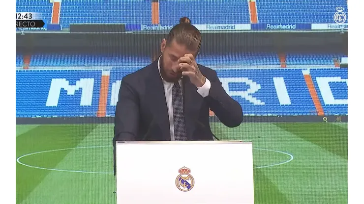 Sergio Ramos, emocionado en su despedida del Real Madrid.