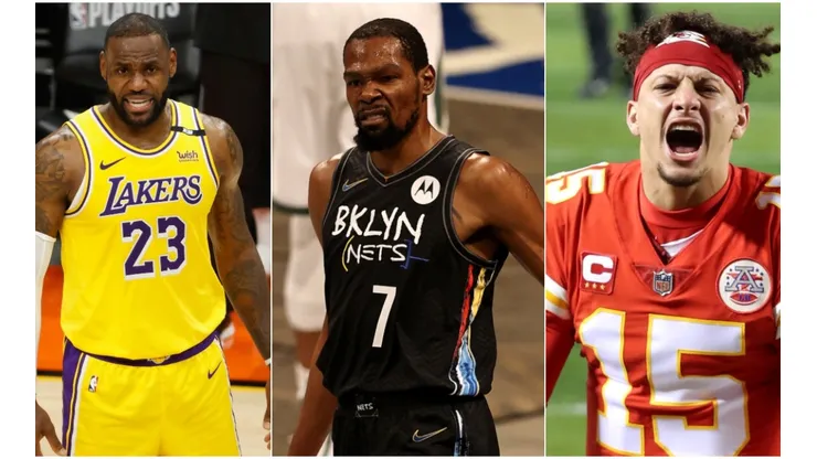 LeBron James Kevin Durant y Patrick Mahomes (Fotos: Getty)