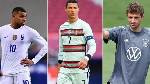 Kylian Mbappé, Cristiano Ronaldo y Thomas Muller.