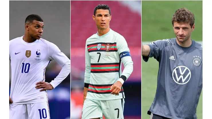 Kylian Mbappé, Cristiano Ronaldo y Thomas Muller.