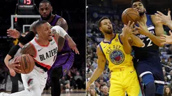 Damian Lillard, LeBron James, Stephen Curry y Karl Anthony Towns