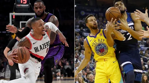 Damian Lillard, LeBron James, Stephen Curry y Karl Anthony Towns