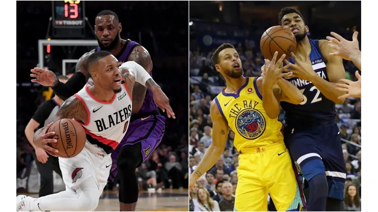 Damian Lillard, LeBron James, Stephen Curry y Karl Anthony Towns
